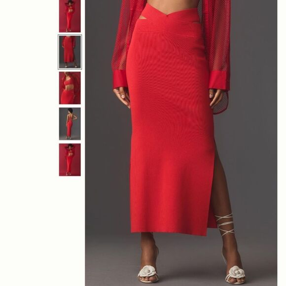 Anthropologie Maeve Ribbed Knit Cutout Skirt - Picture 2 of 4